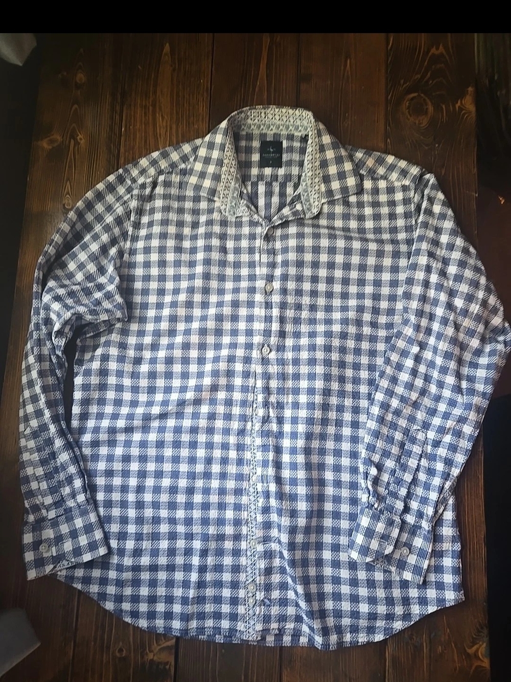 Tailorbyrd Blue and White Check Button-Down Shirt